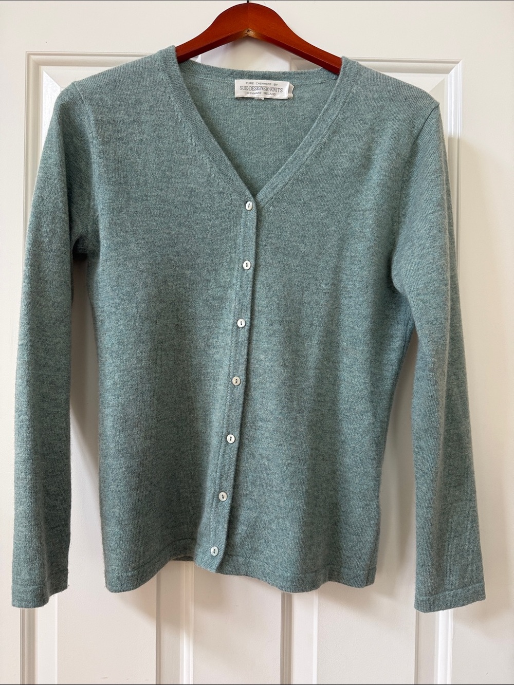 Size small 
Vintage Charm Cashmere 
V-Neck Cardigan - Seafoam Green